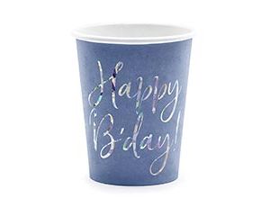 Стаканы бумага 220мл Happy B'day синий уп6