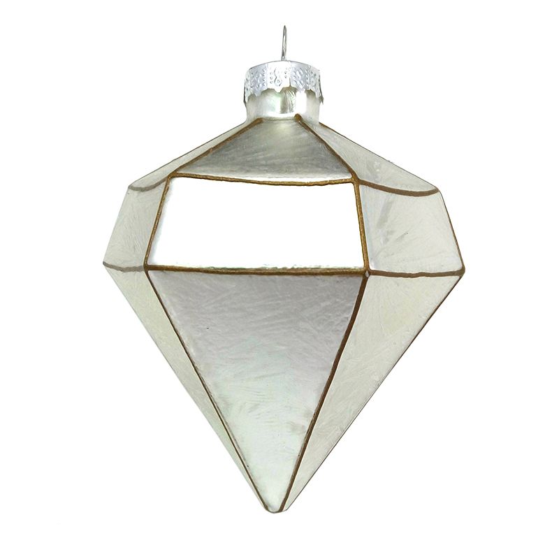 Игрушки на елку стекло игрушка Призма Белая 8см*8см*9 5см