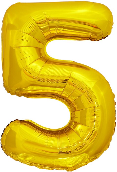 Шар фольга Цифра 34"/FL Золото ЭКО "5"