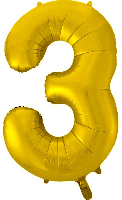 Шар фольга Цифра 34"/FL Золото "3"