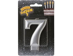 Свеча для торта 8 см, цифра 7 Серебряная