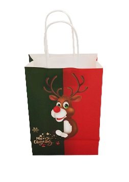 Пакет с бумажными ручками Олень 21х26см