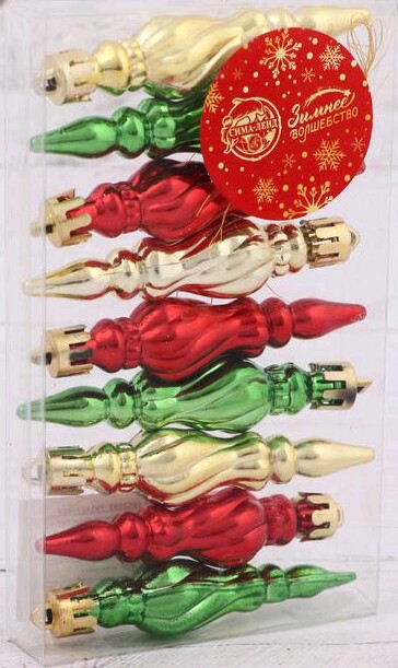 Игрушки на елку фигура Царская сосулька 6х2х7см (уп9)