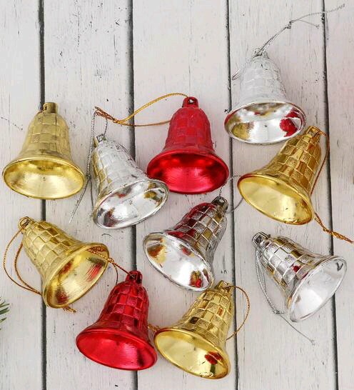 Игрушки на елку Колокольчик в клеточку 4см (уп10)