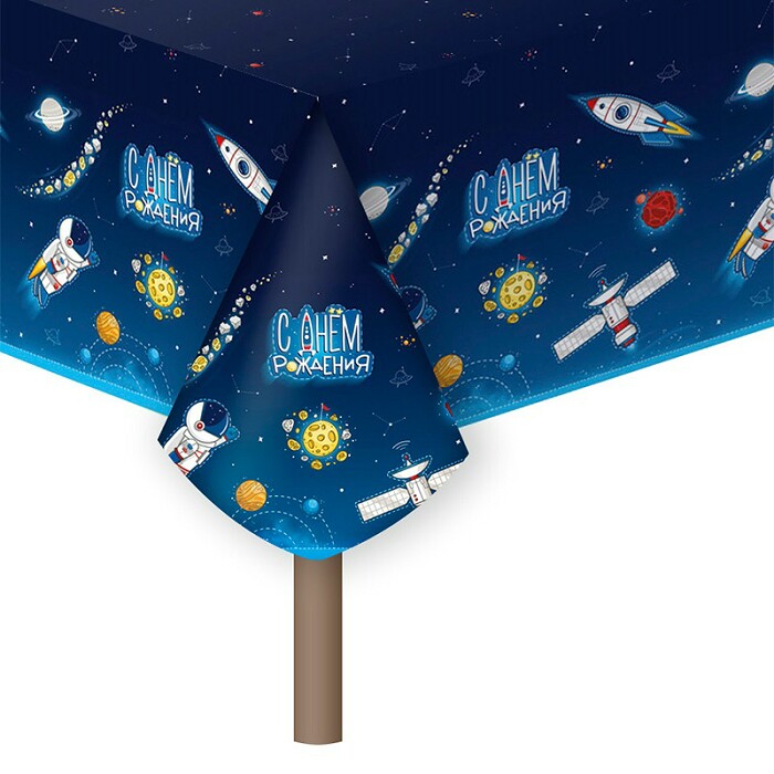 Скатерть ПЭТ С Днем Рождения Космос ВС
