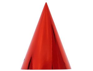 Колпаки бумажные однотонные фольга Красный (уп6) ВесЗатея