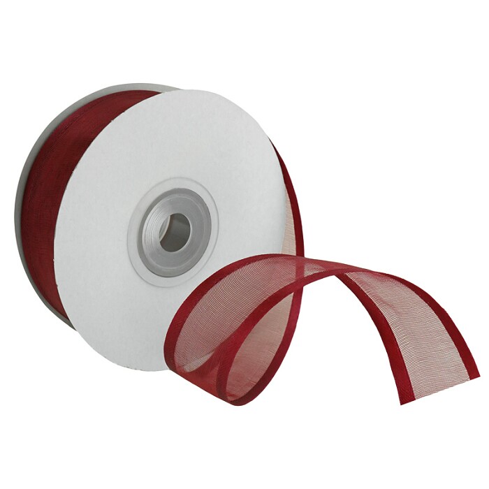 Лента атлас и органза Полосы Бордовый 25ммх22,85м