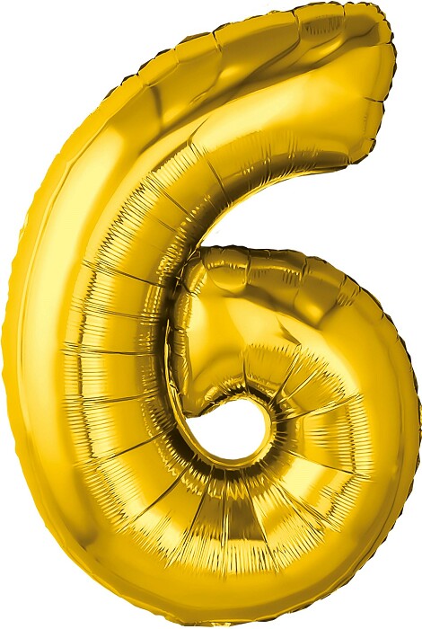 Шар фольга Цифра 32'' AG Slim Золото "6"