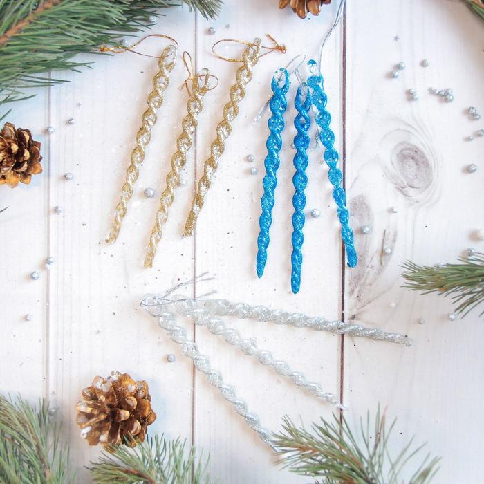 Игрушки на елку фигура Сосулька серпантин 12,5см (уп8)