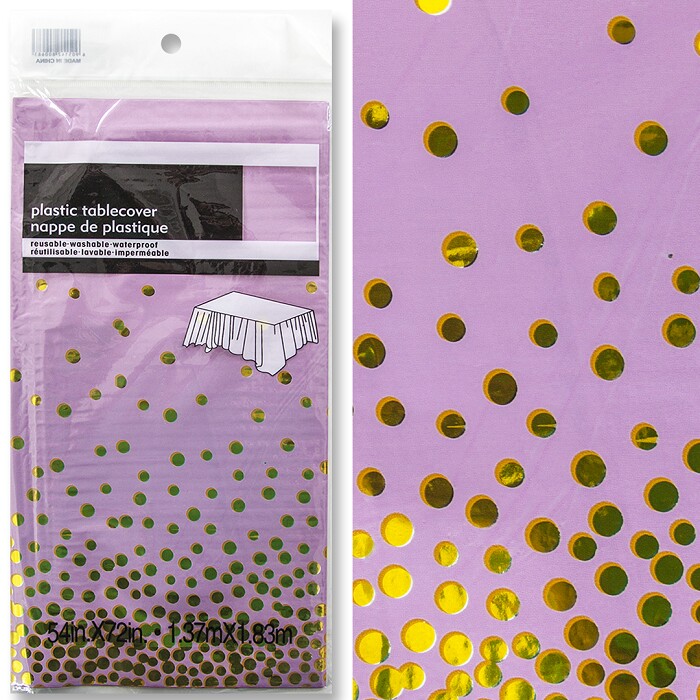 Скатерть ПЭТ 137х183см Золотое конфетти Розовый металлик