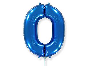 Шар фольга Цифра 16"/Fm Голубая Blue "0"