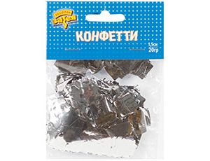 Конфетти фольга Квадраты 1,5см серебро 20гр