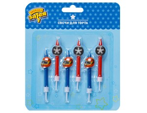 Свечи для торта 6 см, 6 шт., с держателями Гонщик