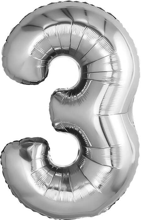 Шар фольга Цифра 32''/AG Slim Серебро Silver "3"