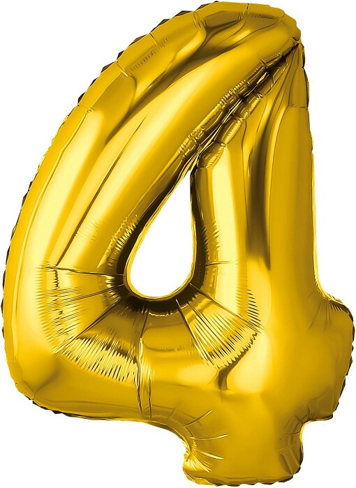 Шар фольга Цифра 32''/AG Slim Золото "4"