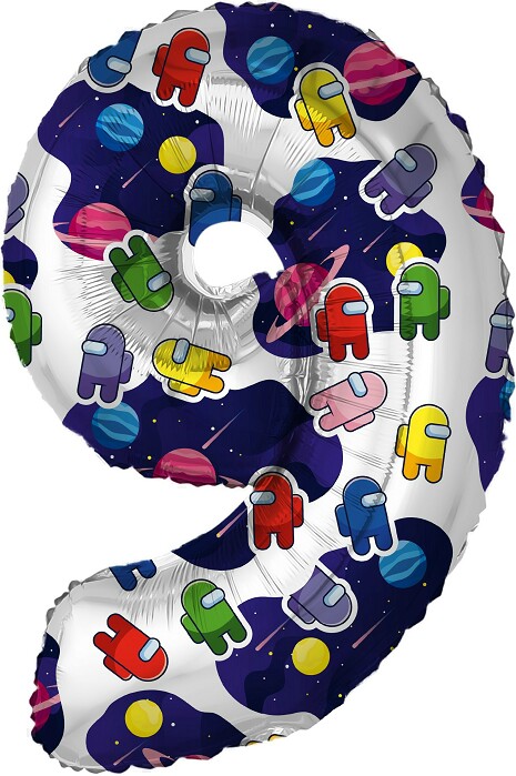 Шар фольга Цифра 32''/AG Космонавтики "9"