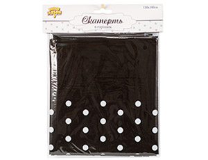 Скатерть ПЭТ 130х180см Горошек черная ВесЗатея