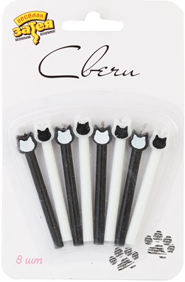 Свечи для торта 6 см, воск, 8 шт. Котики