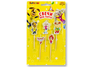 Свечи набор на пиках фигурная Барбоскины (уп5) ВЗ