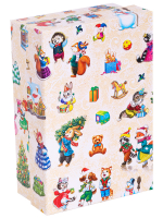Коробка прямоугольник 19х12х7,5см Новогодние зверята