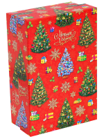 Коробка прямоугольник 17х11х6см Новогодние елочки