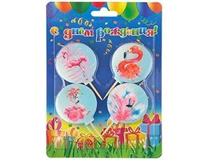 Свечи для торта на пиках 4 шт. Фламинго