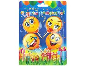 Свеча для торта на пиках круг Смайлики (уп4) Россия