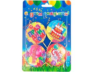 Свеча для торта на пиках круг С ПРАЗДНИКОМ (уп4) Россия