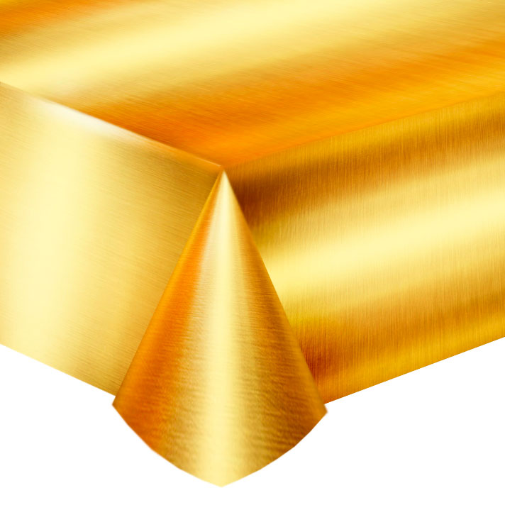 Скатерть ПЭТ однотонная 137х274см лазерная фольгированная Делюкс Золото