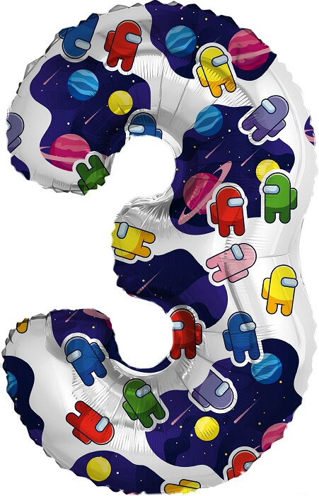Шар фольга Цифра 32''/AG Космонавтики "3"