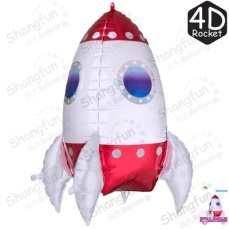 Шар фольга фигура Ракета 3D Красная 27'' 69х44см КА