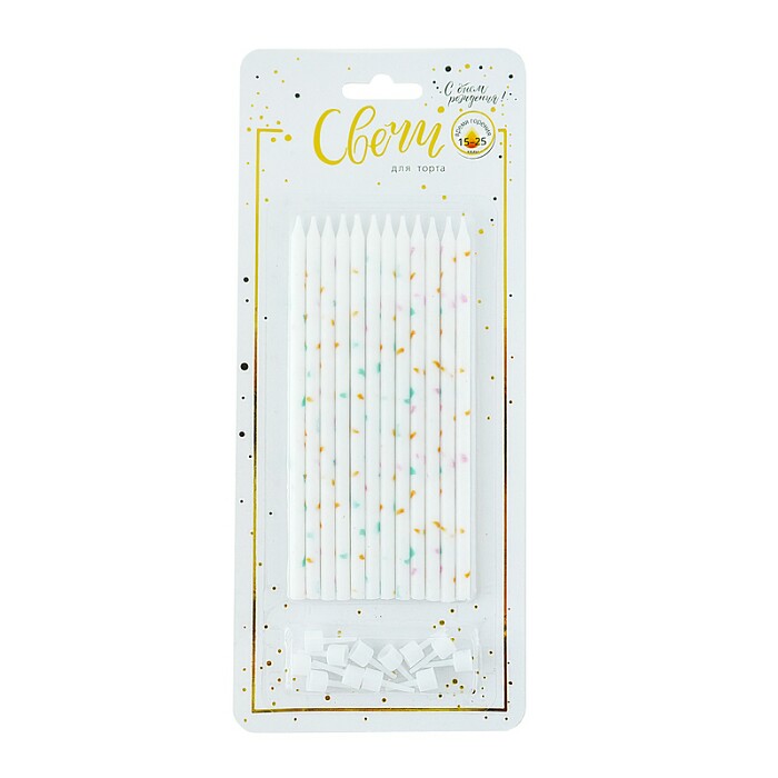 Свеча для торта с держателем XL Яркие брызги 14,5см (уп12)