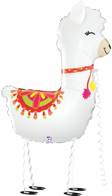 Шар фольга фигура AIR Лама Альпака Белый упак 41" 104см GR