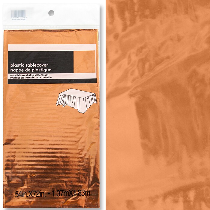 Скатерть ПЭТ однотонная 137х183см фольга Розовое Золото металлик