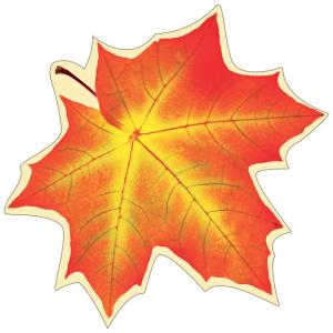 Украшение на скотче 14,6х14,6см Лист клена оранжевый (20шт)