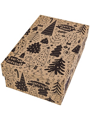 Коробка прямоугольник Крафт Елочки 17х11х6см