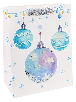 Пакет M 18x23x10см Новогодние шарики