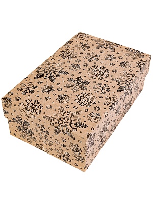 Коробка прямоугольник Крафт Снежинки 19х12х7,5см