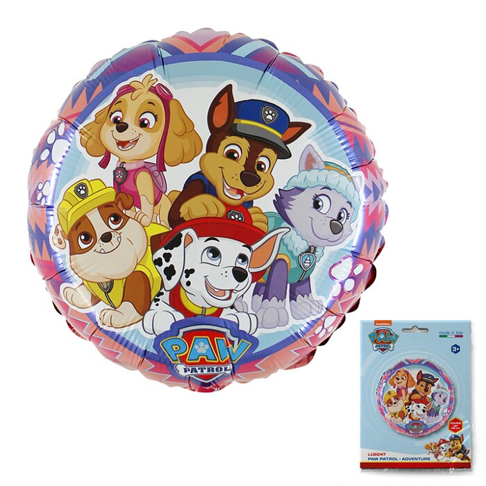 Шар фольга с рисунком 18'' GR круг Щенячий патруль Приключение 1202-3676 (L18047-P)