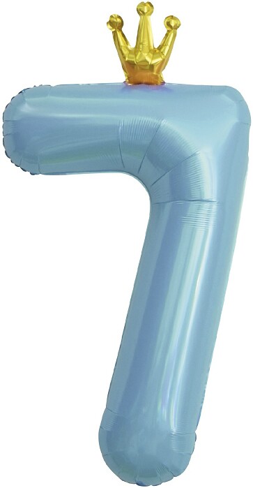 Шар фольга Цифра 40''/FL Цифра Золотая корона Голубой 7