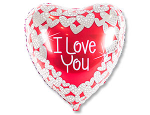 Шар фольга 37"/ВЗ сердце I LOVE YOU голография