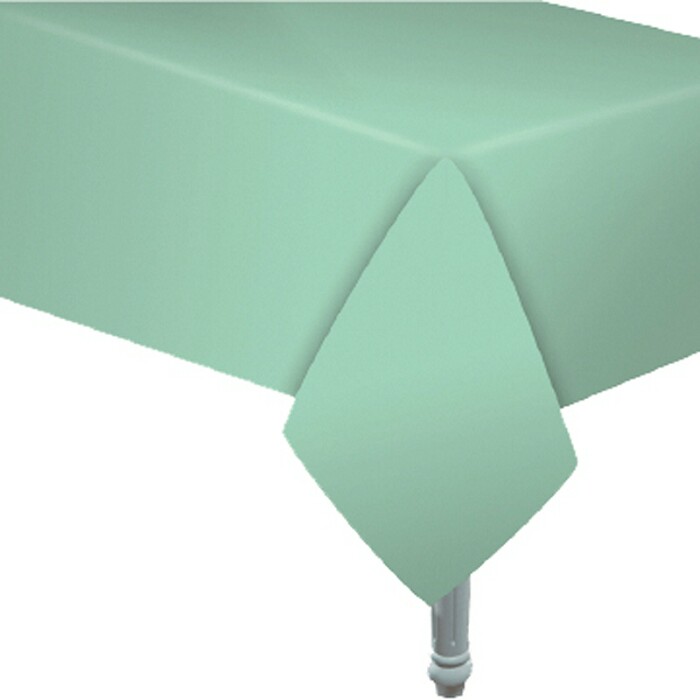 Скатерть ПЭТ 137х274см однотонная Делюкс Макаронс Мятная 1шт