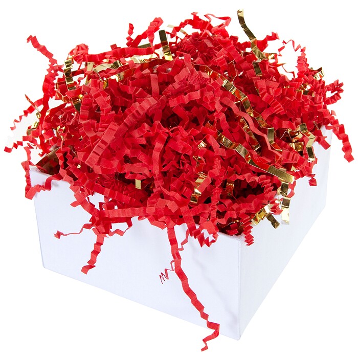 Наполнитель бумажный Праздничный Дуэт ПП Красный Золото металлик 50 г ВВ