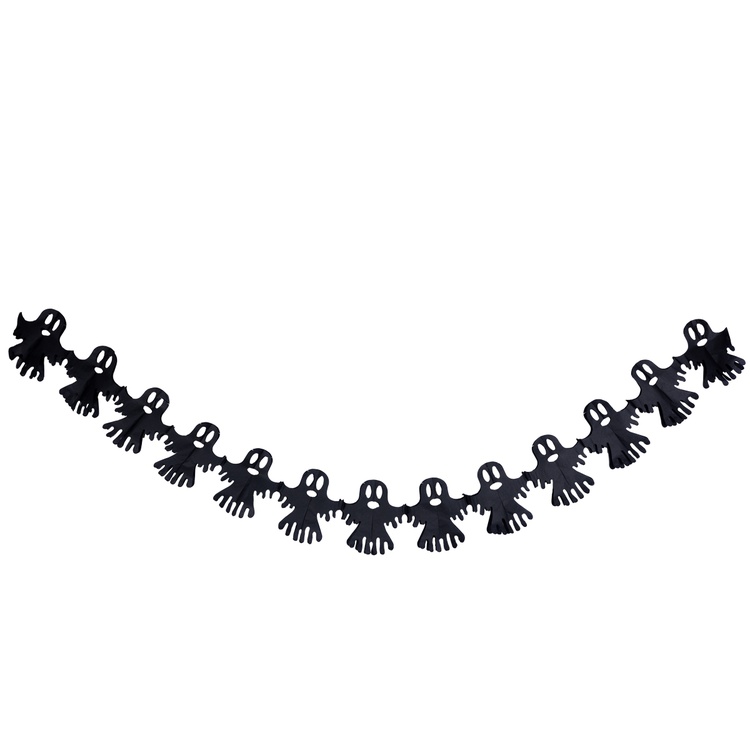 Гирлянда бумага 300см Привидение черное