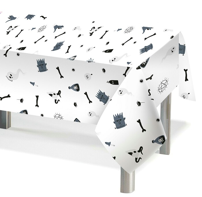 Скатерть ПЭТ 137х183см Мрачная стори Белый Черный