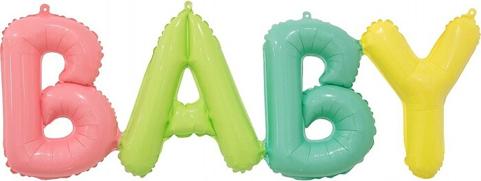 Шар фольга Буквы надпись Baby разноцветный 45'' 114см FL