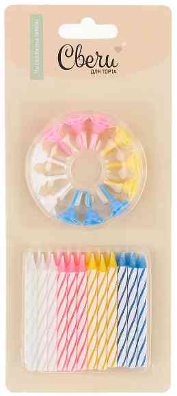 Свечи набор Витая Цветные полоски (уп24) ВВ