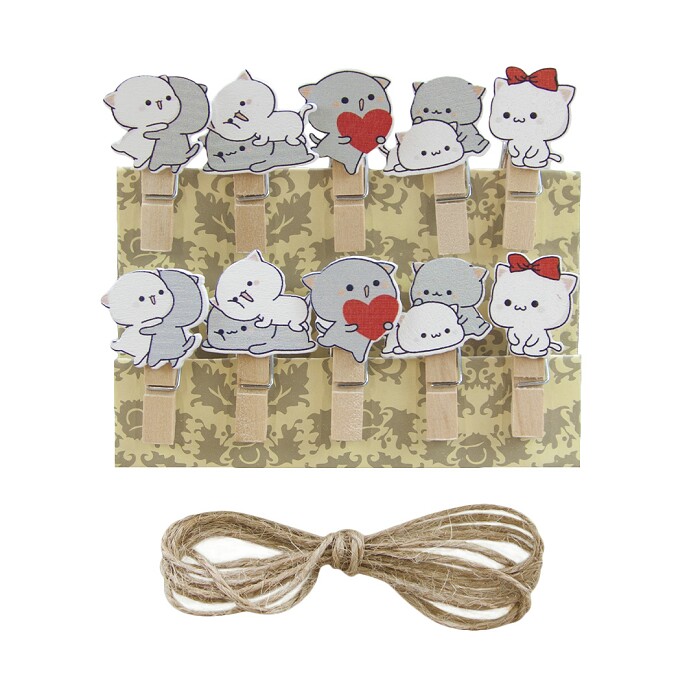 Украшение декор Прищепки Влюбленные котики 3,5см разноцветный (уп10) ВВ