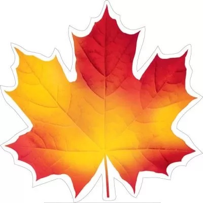 Украшение на скотче 15х15см Кленовый лист желто-оранжевый (10шт)