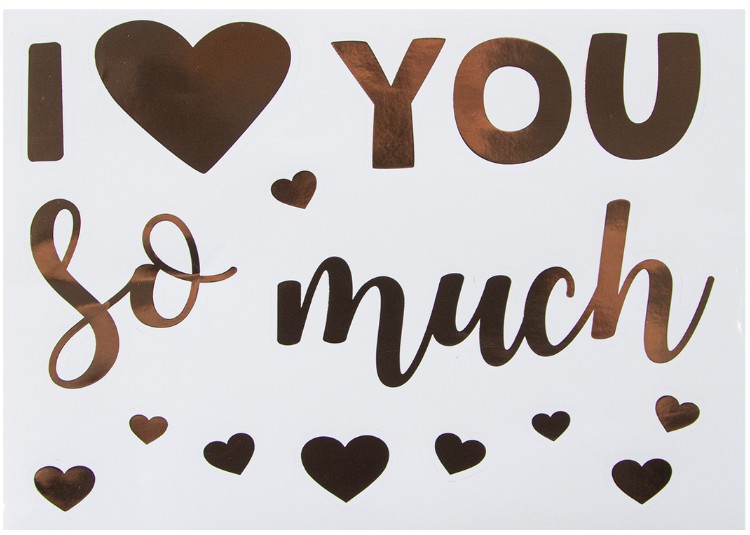 Наклейка на шары и подарки I love you so much 19,5х27см Золото металлик 1шт